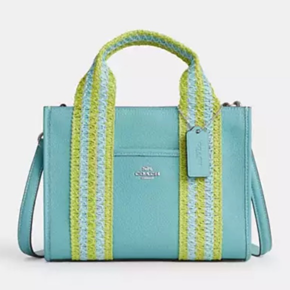 👗Coach NWT Light Turquoise Smith Tote Bag 24 with crossbody and silver Hardware - Picture 1 of 10